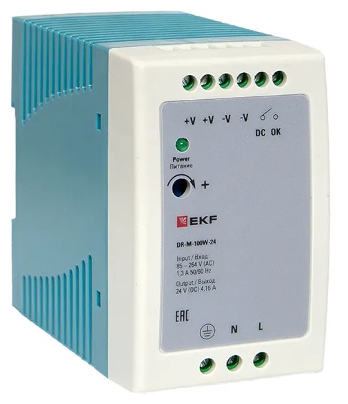 DR-M-100W-24, блок питания на дин рейку 100Вт