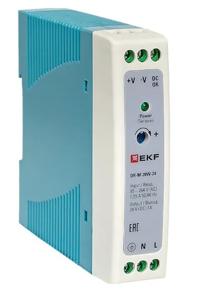 DR-M-20W-24, блок питания на дин рейку 20Вт