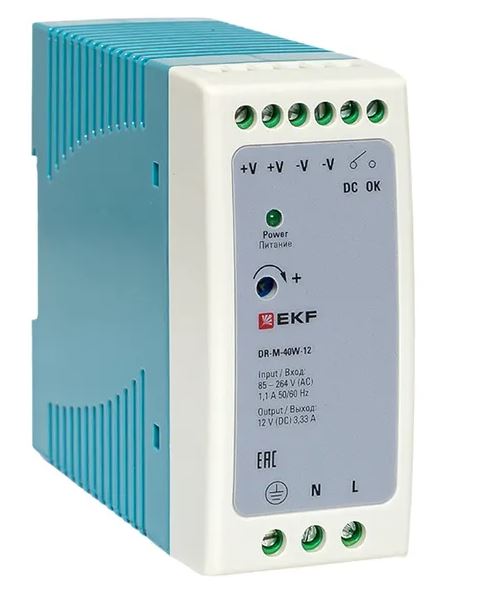 DR-M-40W-12, блок питания на дин рейку 40Вт