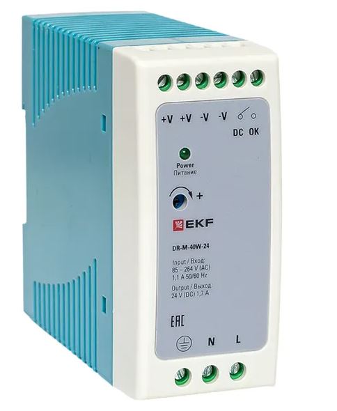 DR-M-40W-24, блок питания на дин рейку 40Вт