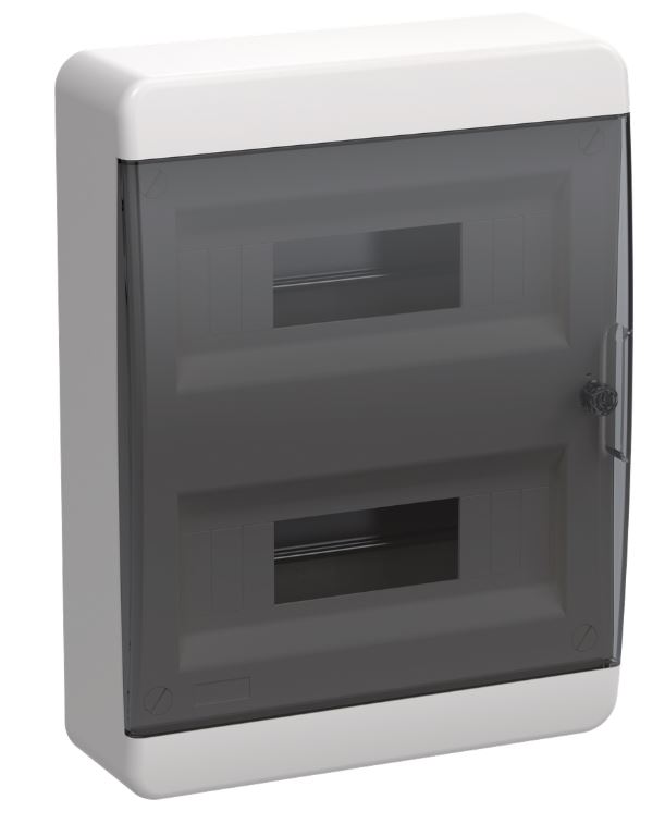 Корпус пластиковый TEKFOR ЩРН-П-24 IP41 черная прозрачная дверь (TF5-KP12-N-24-41-K01-K03)