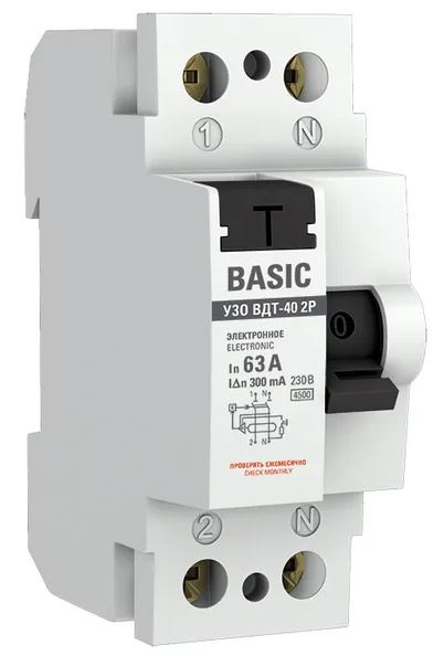 УЗО ВДТ-40 2P 63А/300мА Basic (elcb-2-63-300e-sim), выключатель дифференциального тока (УЗО)