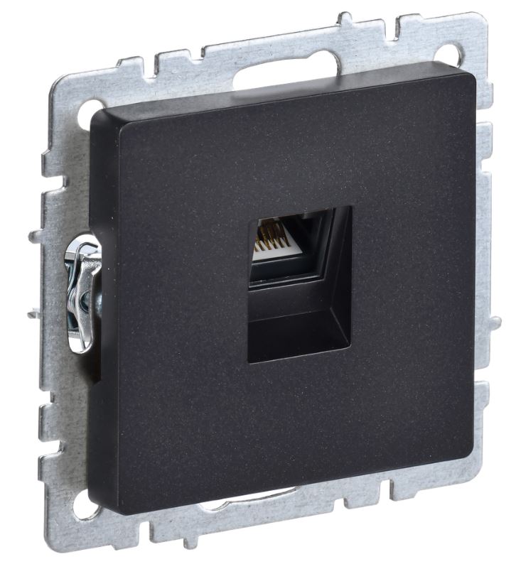 Розетка компьютерная 1-местная RJ45 кат.5E BRITE РК10-БрЧ скрытой установки черный (BR-K10-1-K02), розетка компьютерная
