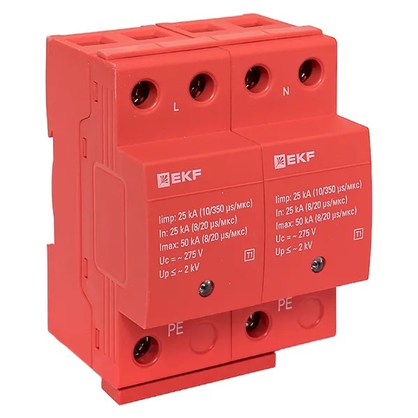 Limp 25kA (10/350μs) 2P класс 1 (spd-t1-2p), устройство защиты от импульсных перенапряжений