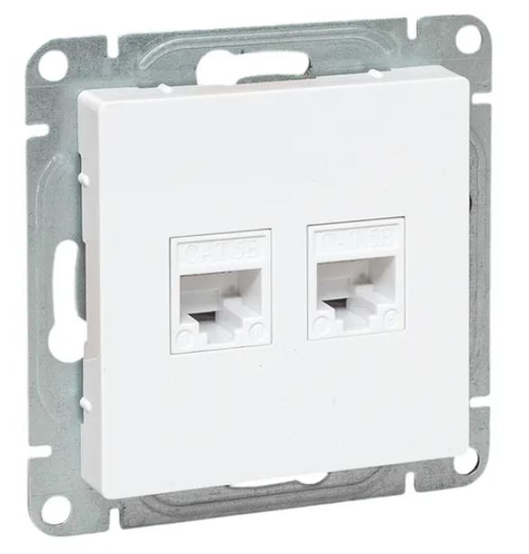 Механизм розетки RJ45 - 2 шт, (cat5), белый Эпика (UP1-SOW-2RJ45-5)