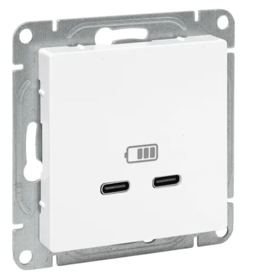 Механизм розетки USB-C - 2 шт, белый Эпика (UP1-SOW-2USBC)