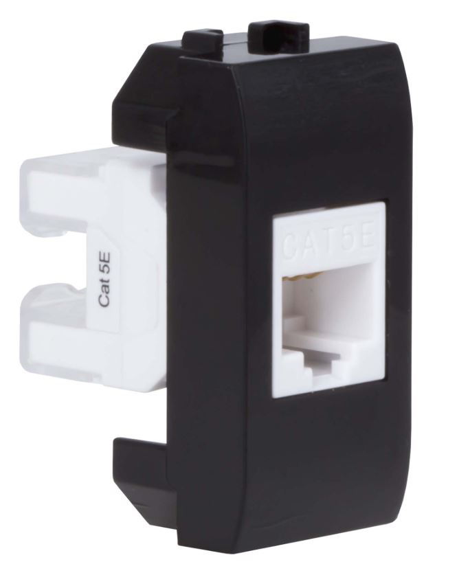 Розетка RJ-45 Brava 1 модуль кат.5e черная (77654N)