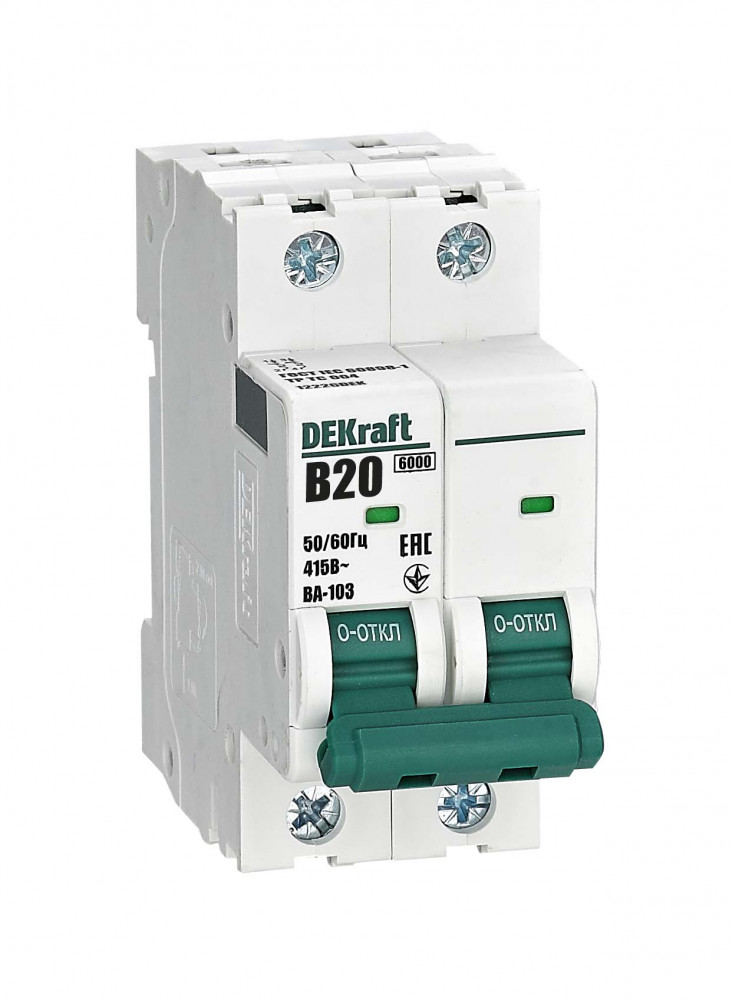 ВА-103 2P 20А B 6кА (12226DEK), автоматический выключатель