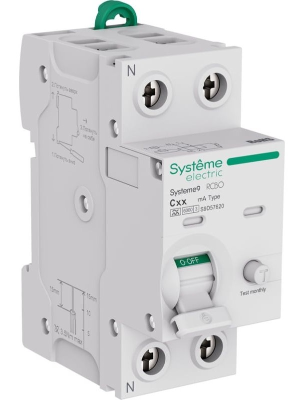 Systeme9 АВДТ 1P+N C 32A 6kA 30мА AC 230В (S9D51632), автоматический выключатель дифференциального тока