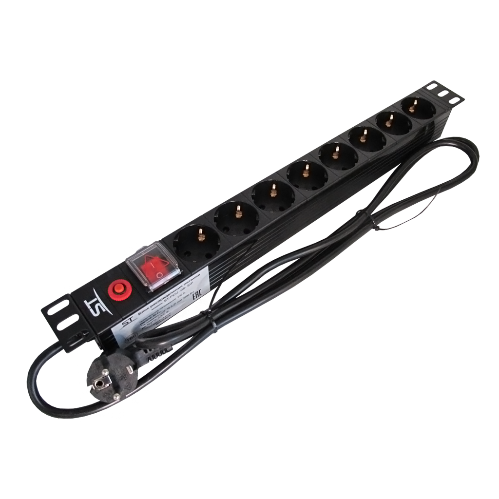 ST-PDU-08-S/P, блок розеток 19"