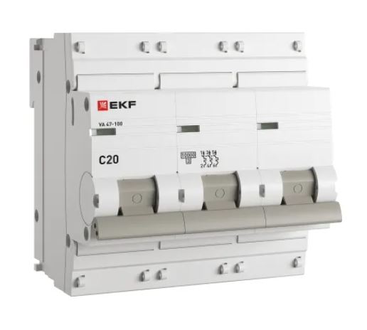 3P 20А (C) 10kA ВА 47-100 PROxima (mcb47100-3-20C-pro), автоматический выключатель