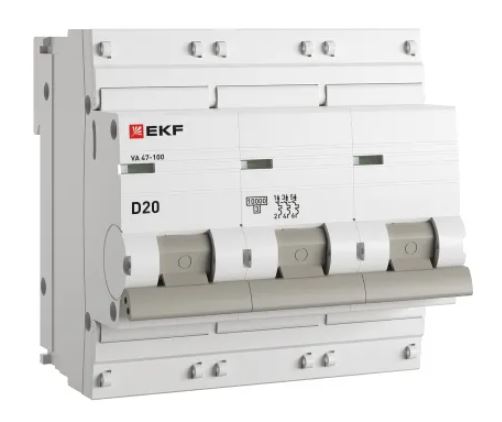 ВА 47-100 3P 20А (D) 10kA PROxima (mcb47100-3-20D-pro), автоматический выключатель