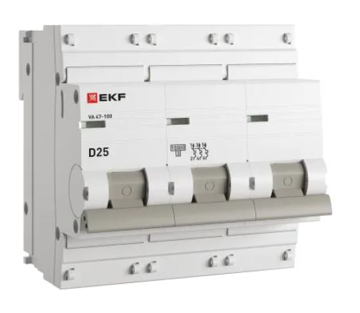 ВА 47-100 3P 25А (D) 10kA PROXIMA (mcb47100-3-25D-pro), автоматический выключатель