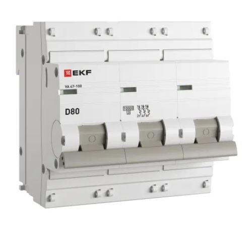 ВА 47-100 3P 80А (D) 10kA PROXIMA (mcb47100-3-80D-pro), автоматический выключатель