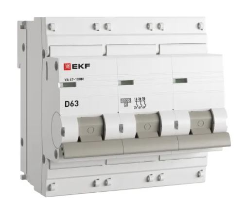 ВА 47-100M 3P 63А (D) 10kA PROXIMA (mcb47100m-3-63D-pro), автоматический выключатель