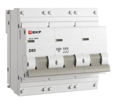 ВА 47-100M 3P 80А (D) 10kA PROXIMA (mcb47100m-3-80D-pro), автоматический выключатель