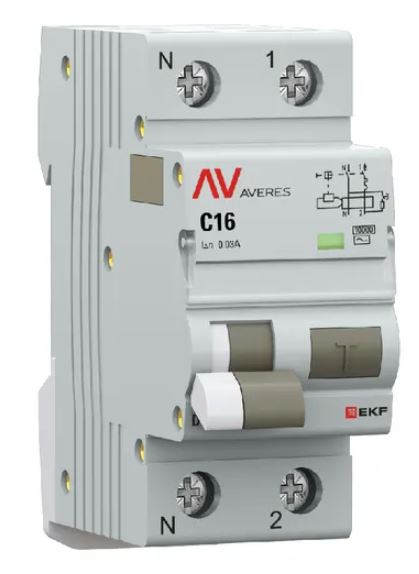 DVA-10 1P+N 16А C 30мА AC 10кА AVERES (rcbo10-1pn-16C-30-ac-av), автоматический выключатель дифференциального тока