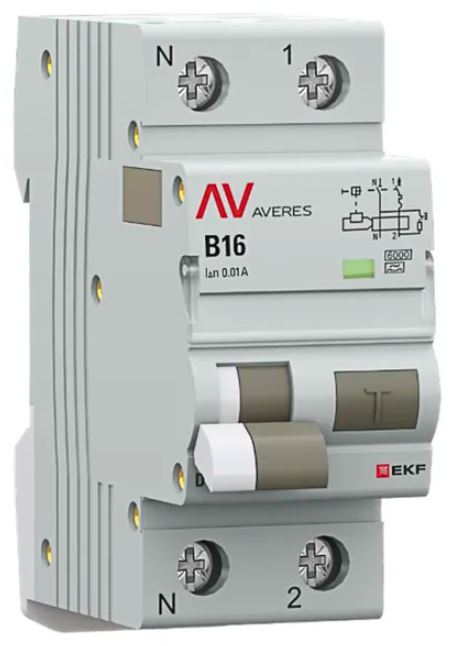DVA-6 1P+N 16А B 10мА A 6кА AVERES (rcbo6-1pn-16B-10-a-av), автоматический выключатель дифференциального тока