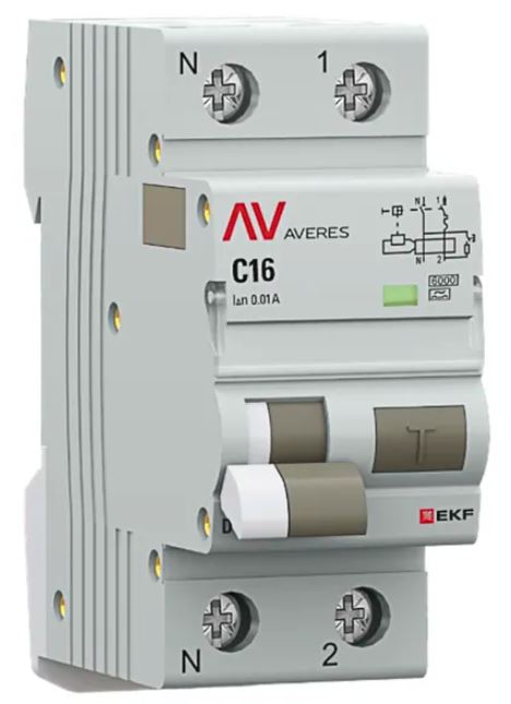 DVA-6 1P+N 16А C 10мА A 6кА AVERES (rcbo6-1pn-16C-10-a-av), автоматический выключатель дифференциального тока