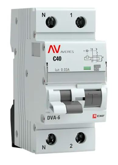 DVA-6 1P+N 40А C 30мА A 6кА AVERES (rcbo6-1pn-40C-30-a-av), автоматический выключатель дифференциального тока