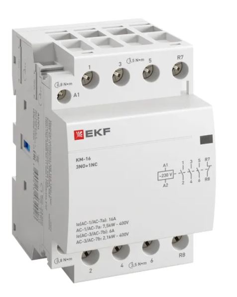 КМ 16А 3NO+1NC 230В АС (3 мод.) PROXIMA (km-3-16-31), контактор модульный