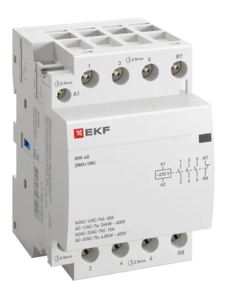 КМ 40А 3NO+1NC 230В АС (3 мод.) PROXIMA (km-3-40-31), контактор модульный
