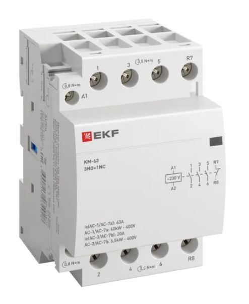 КМ 63А 3NO+1NC 230В АС (3 мод.) PROXIMA (km-3-63-31), контактор модульный