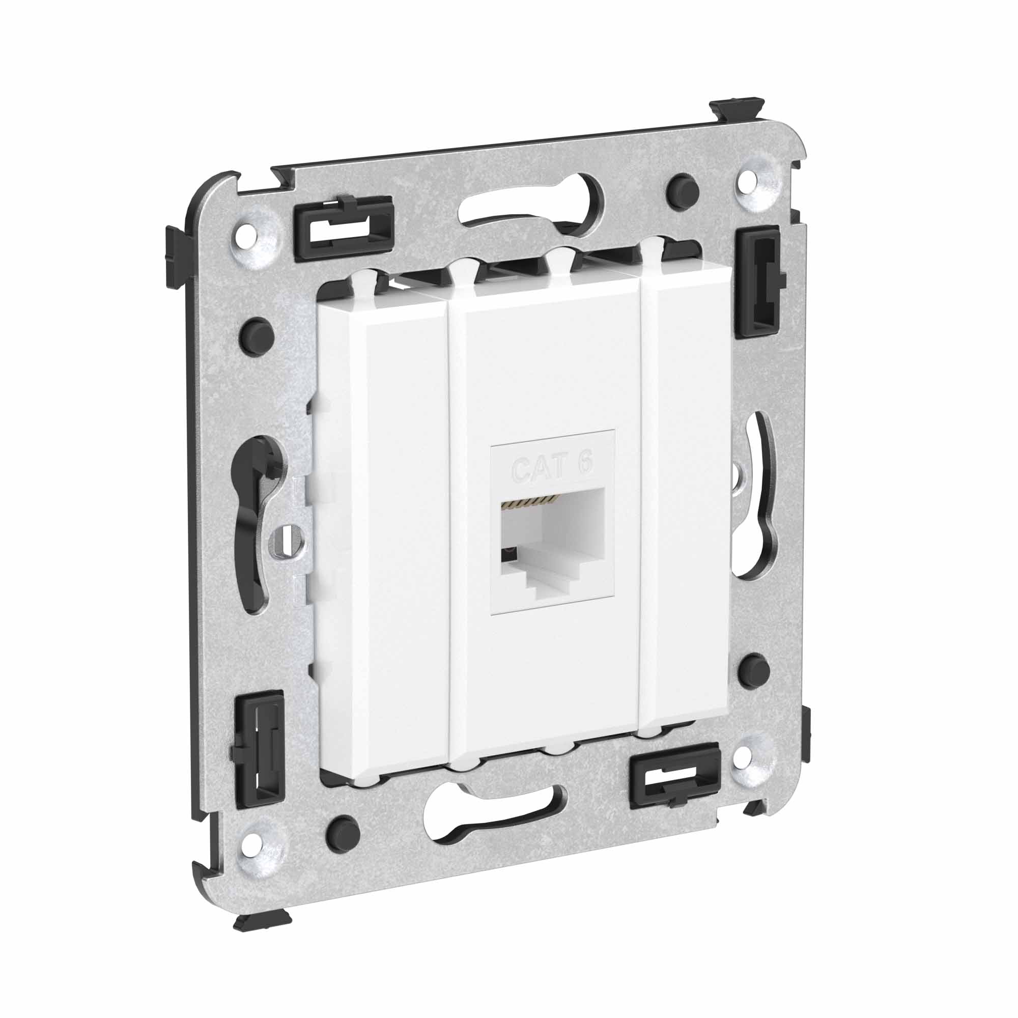 Компьютерная розетка RJ-45 без шторки в стену, кат.6 одинарная, Avanti, белое облако (4400693)