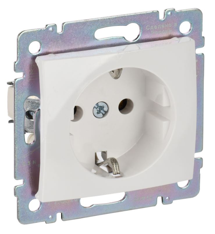 Valena DIY розетка 1-местная с заземлением с защитными шторками, скрытой установки, белый (694269)