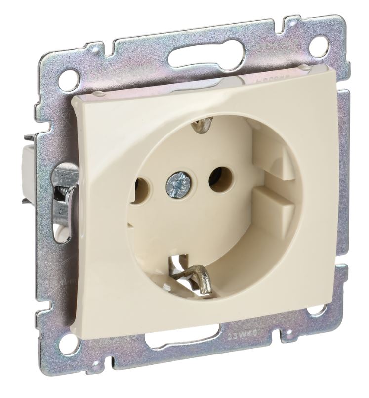 Valena DIY розетка 1-местная с заземлением с защитными шторками, скрытой установки, слоновая кость (695613)