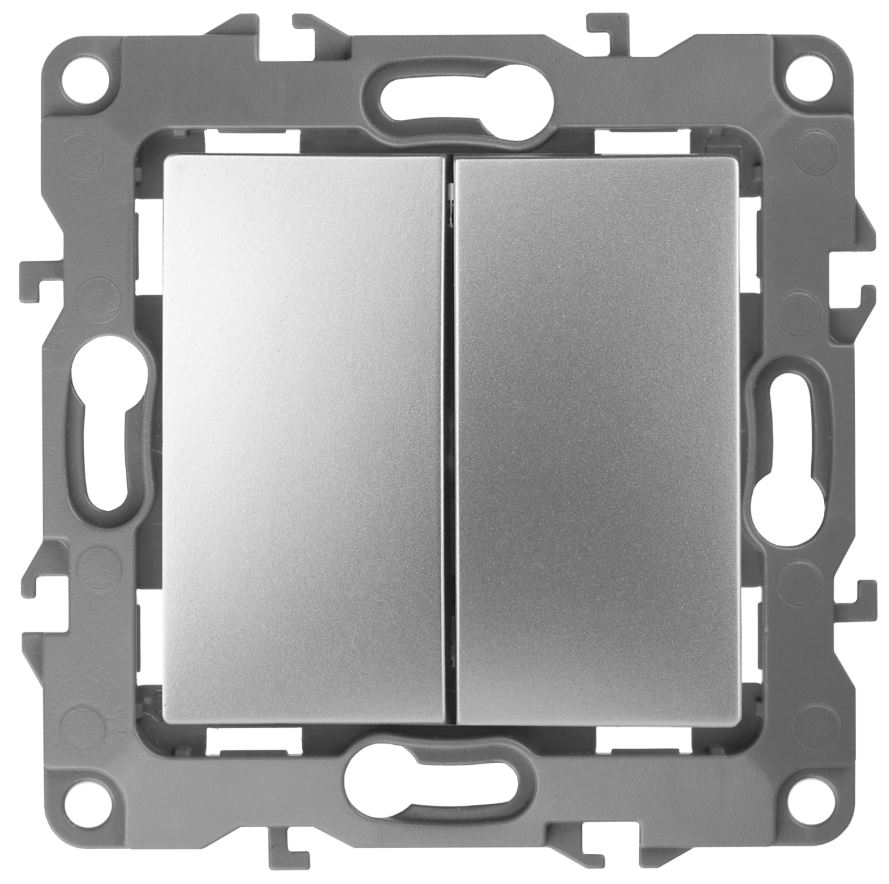 Выключатель 2-кл. IP20 12-1104-03 250В 10АХ алюминий ЭРА (Б0014647)