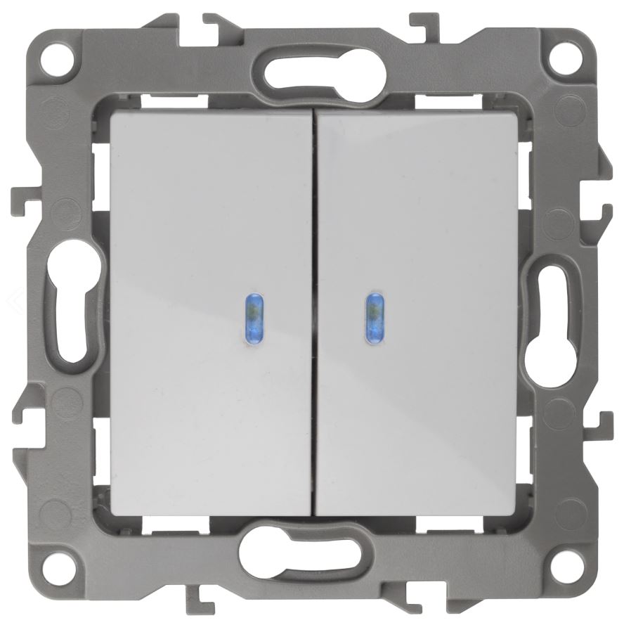 Выключатель 2-кл. с подсветкой IP20 12-1105-01 250В 10АХ белый ЭРА (Б0014657)