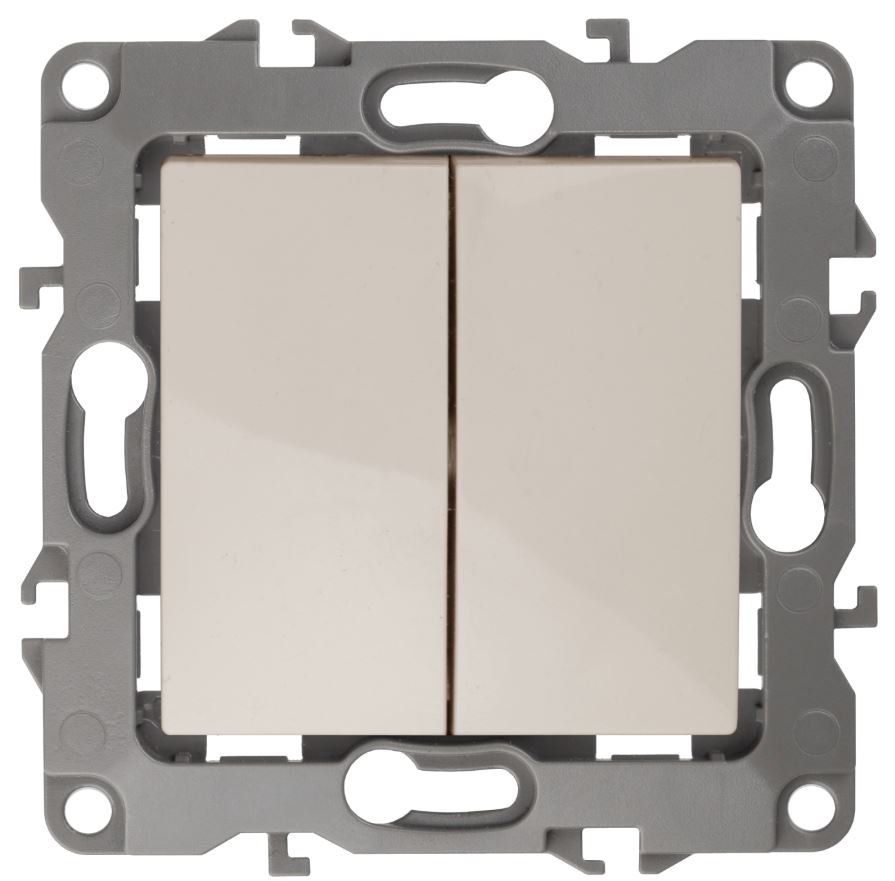 Переключатель двойной IP20 12-1106-02 250В 10АХ слоновая кость ЭРА (Б0014664)