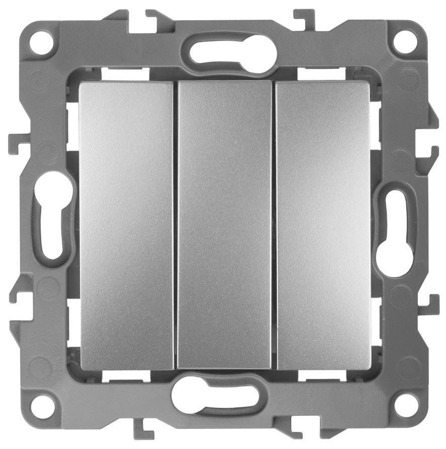 Выключатель 3-кл. IP20 12-1107-03 250В 10АХ алюминий ЭРА (Б0014671)