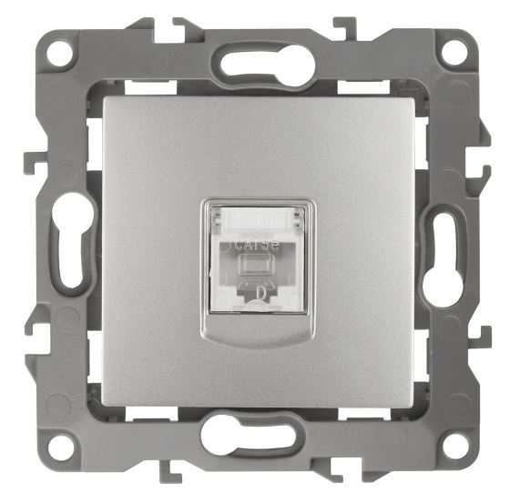 Розетка RJ45 12-3107-03 IP20 серия 12 алюминий ЭРА (Б0014725), информационная