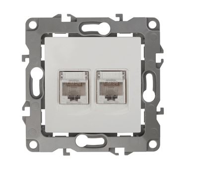 Розетка двойная 12-3108-01 IP20 2XRJ45 серия 12 белый ЭРА (Б0014729), информационная