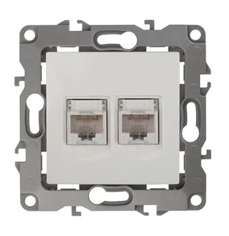 Розетка двойная 12-3108-02 IP20 2XRJ45 серия 12 слоновая кость ЭРА (Б0014730), информационная