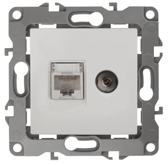 Розетка RJ45+TV 12-3110-01 IP20 серия 12 белый ЭРА (Б0027441), комбинированная