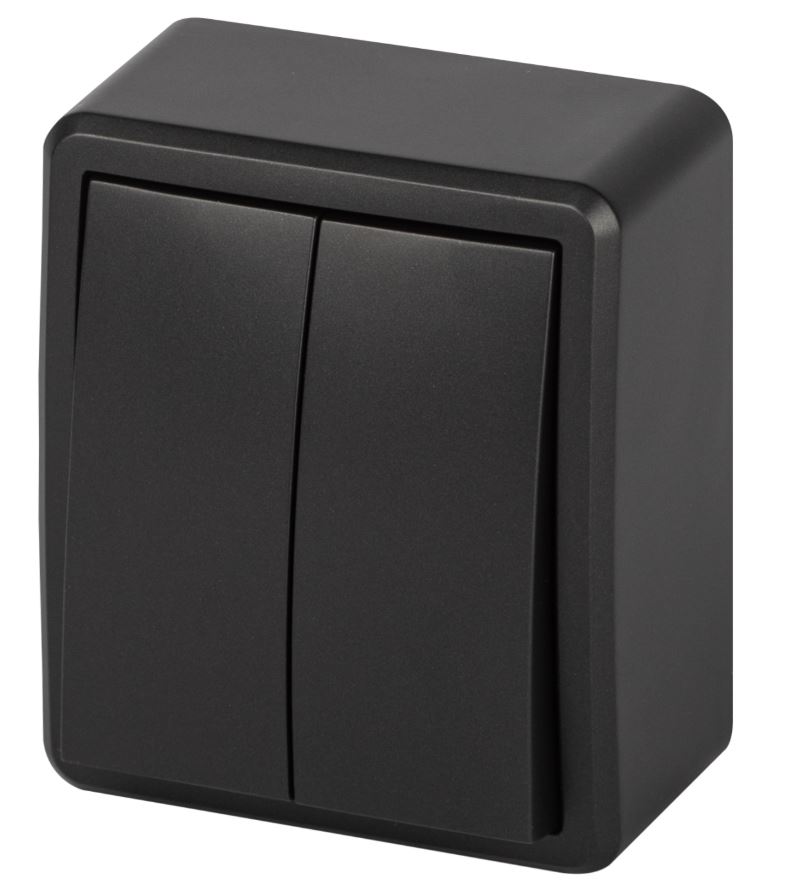 Выключатель 2-кл. ОУ Эксперт IP20 11-1204-05 250В 10АХ антрацит ЭРА (Б0063026)