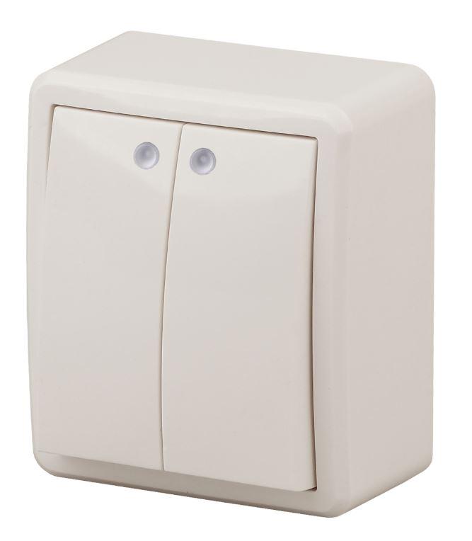 Выключатель 2-кл. ОУ Эксперт IP20 11-1205-02 250В 10АХ слоновая кость ЭРА (Б0020667), с подсветкой
