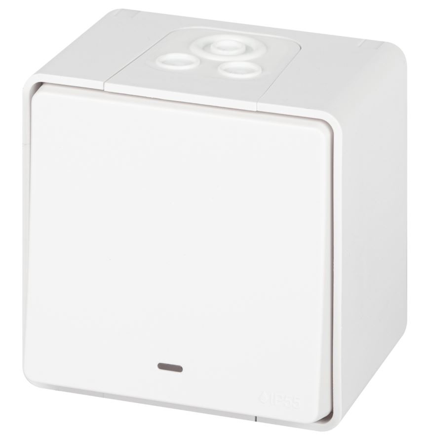 Выключатель 1-кл. ОУ Эксперт IP55 11-1502-01 250В 10АХ белый ЭРА (Б0063305), с подсветкой