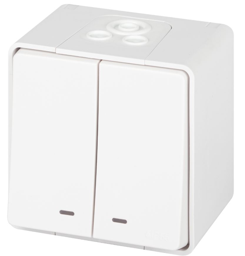 Выключатель 2-кл. ОУ Эксперт IP55 11-1505-01 250В 10АХ белый ЭРА (Б0063282), с подсветкой
