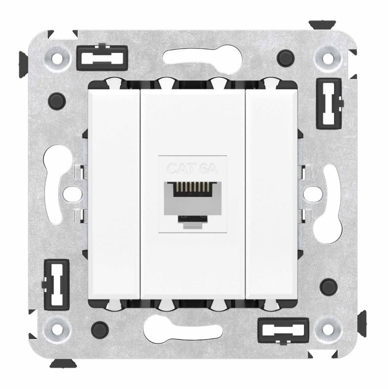 Розетка RJ-45 кат.6A одинарная Avanti белое облако (4400673), компьютерная, без шторки в стену