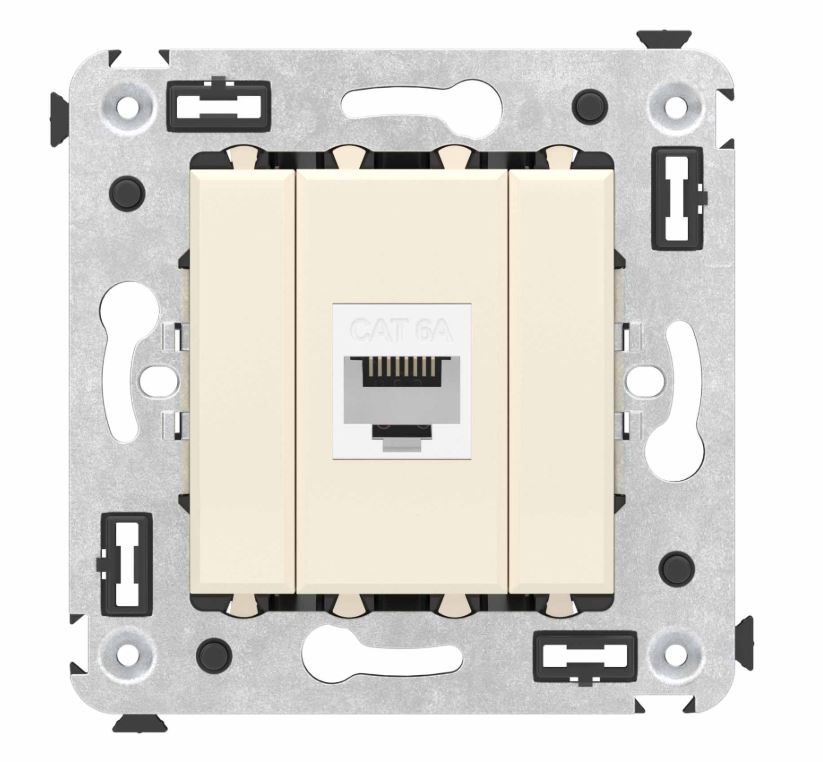 Розетка RJ-45 кат.6А одинарная Avanti ванильная дымка (4405673), компьютерная, без шторки в стену