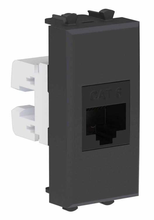 Розетка RJ-45 кат.6 1 модуль Avanti черный матовый (4412691), компьютерная, без шторки модульная