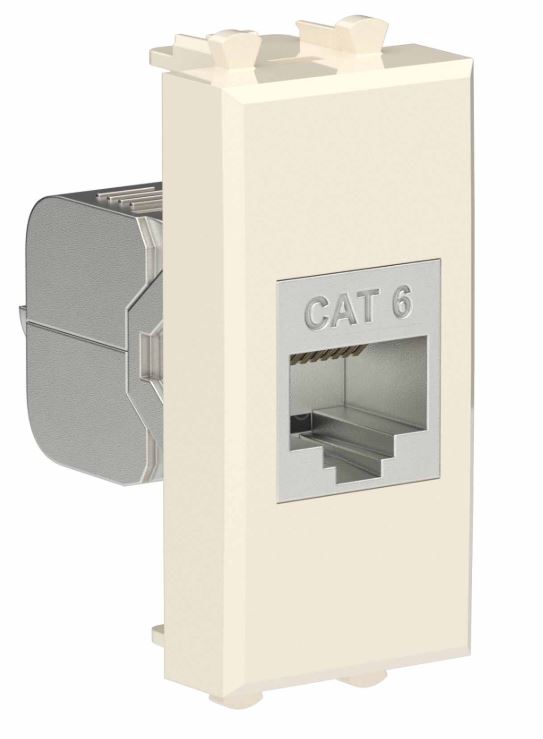 Розетка RJ-45 кат.6 экранированная 1 модуль Avanti ванильная дымка (4405791), компьютерная, без шторки модульная