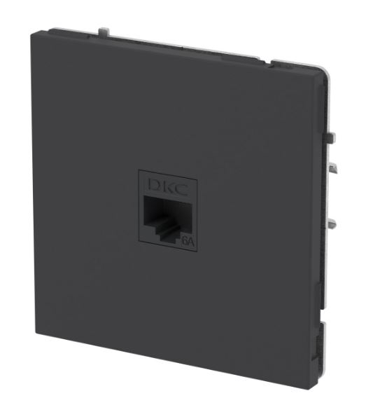 Розетка RJ-45 KANT 6А одинарная черный уголь (7012673), компьютерная без шторки