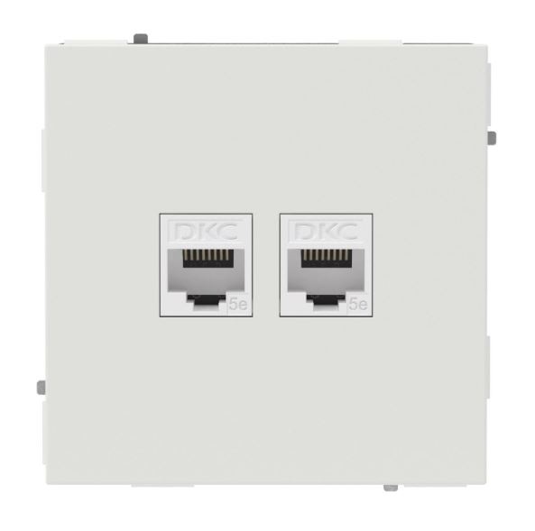 Розетка RJ-45 KANT 5E двойная белый песок (7010664), компьютерная без шторки