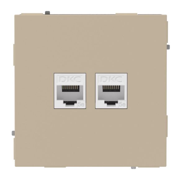 Розетка RJ-45 KANT 5E двойная ванильный марципан (7015664), компьютерная без шторки
