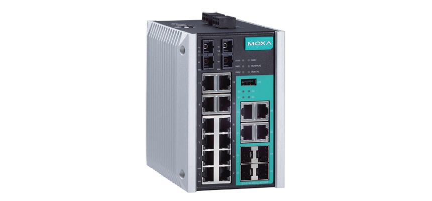 EDS-518E-MM-SC-4GTXSFP, управляемый коммутатор Gigabit Ethernet c портами 12х10/100BaseTX, 4х10/100/1000BaseT(X)